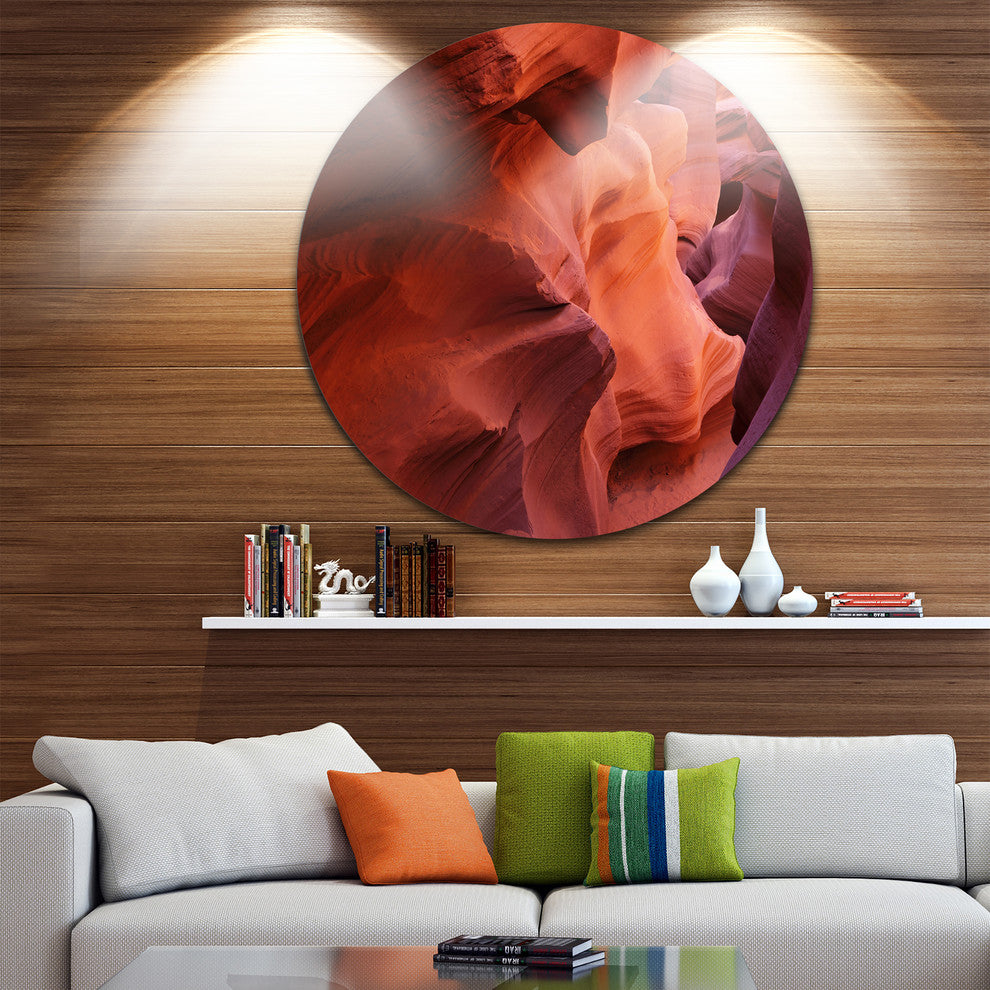 Antelope Canyon Magical Shades, Landscape Round Metal Wall Art, 38"