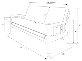 Gunner Frame Futon With Natural Finish, Oregon Trail Saddle