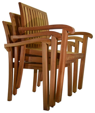 9Piece Outdoor Patio Teak Dining Set, 71" Rectangle Table, 8 Nain Stacking Chair