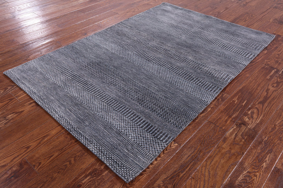 Wool and Silk Hand Knotted Savannah Grass Rug 3' 11" X 5' 11" Q11500