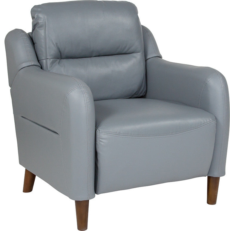 Newton Hill Upholstered Bustle Back Arm Chair in Gray Leather