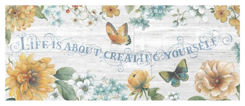 "Butterfly Bloom IV on Wood Gray" Print by Daphne Brissonnet, 62"x26"