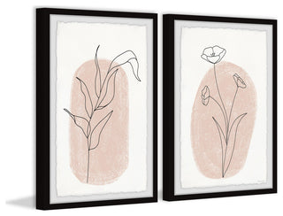 Poppy Black Lines Diptych, 2-Piece Set, 16x24 Panels