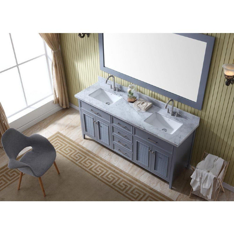 Ariel Kensington 73" Traditional Double Sink Vanity Set II, Gray