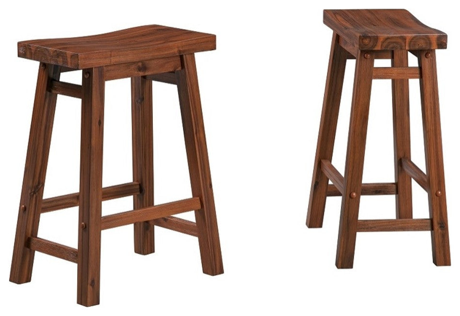 Boraam Sonoma Saddle Counter Height Stool Chestnut Wire-Brush Set of 2