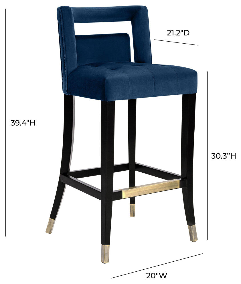 TOV Furniture Hart Navy Velvet Bar Stool