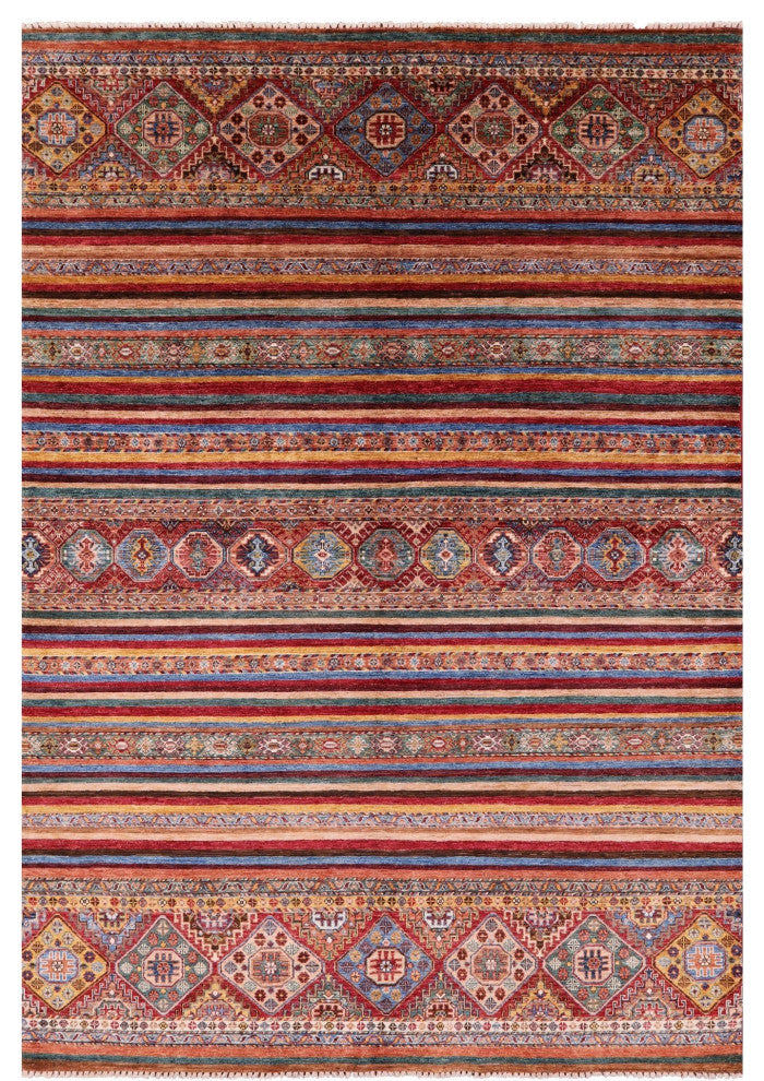 6' 7" X 9' 5" Khorjin Super Kazak Hand Knotted Wool Rug Q10734