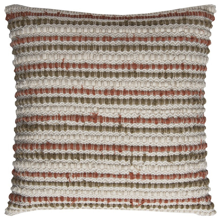 Brown Beige Nubby Texture Bands Throw Pillow