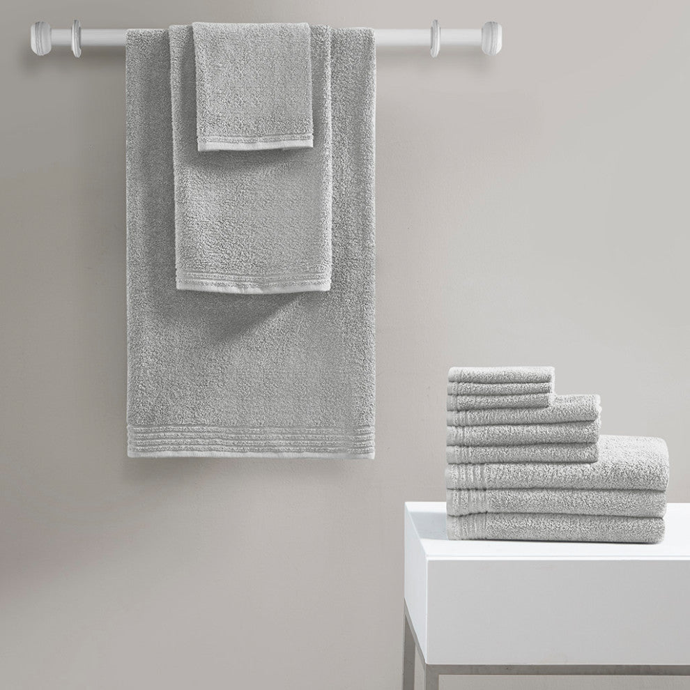 510 Design Big Bundle Cotton Quick Dry Antimicrobial 12-Piece Towel Set, Grey