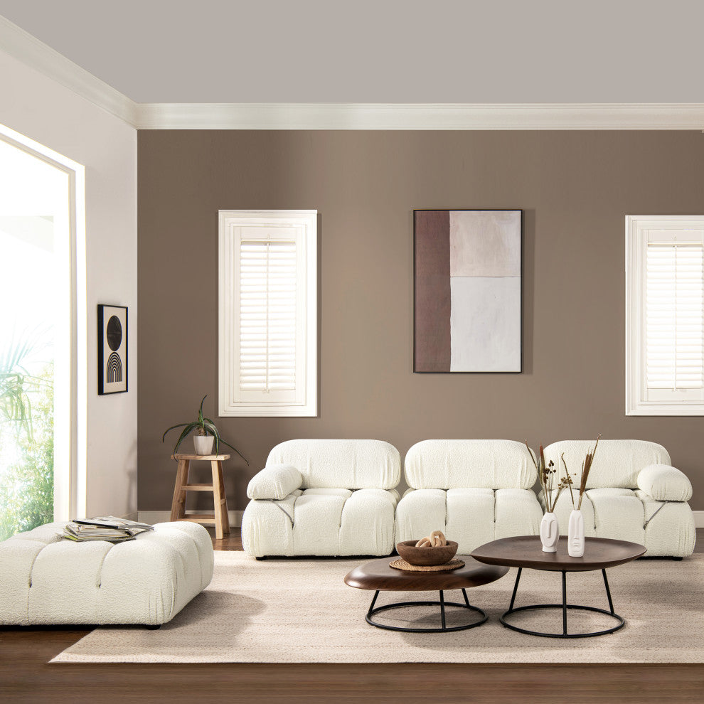Marcel 109.5" Modular Sectional, Ivory White Boucle