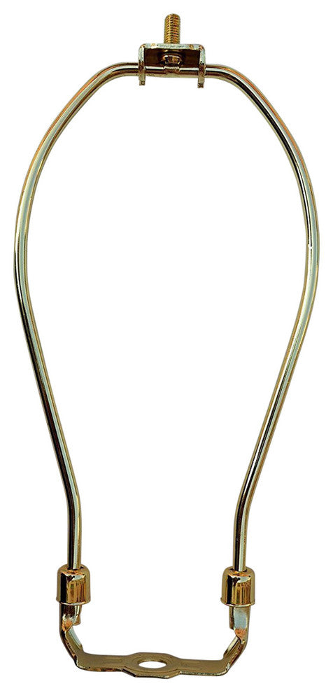 6" Heavy Duty Harp Fitter For Lamp Shades with Saddle, Polished Brass