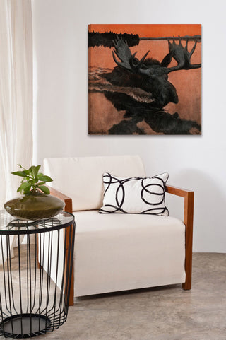 "Swimming Moose" Painting Print on Wrapped Canvas