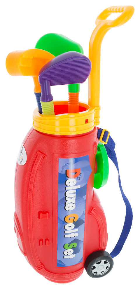 Toddler Toy Golf Play Set: Plastic Bag, 2 Clubs, 1 Putter, 4 Balls, Putting Cup