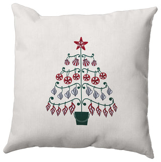 Christmas Green Colored Beach Tree Christmas Polyester Throw Pillow, 16"x16"