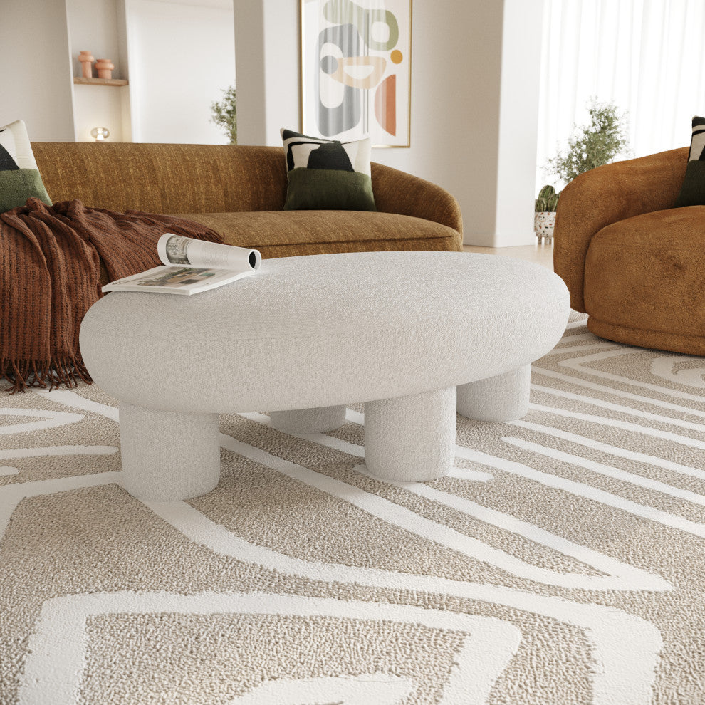 Modrest Gaynes Modern Off-White Fabric Bench