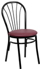 Dyersburg Metal Chair Fan Back, Burgundy Vinyl Seat