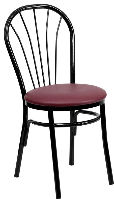 Dyersburg Metal Chair Fan Back, Burgundy Vinyl Seat