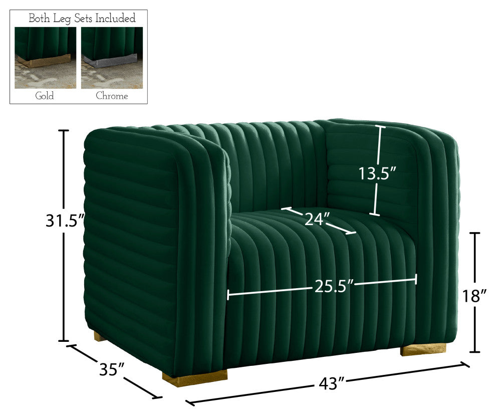 Ravish Velvet Upholstered Chair, Green, Chair