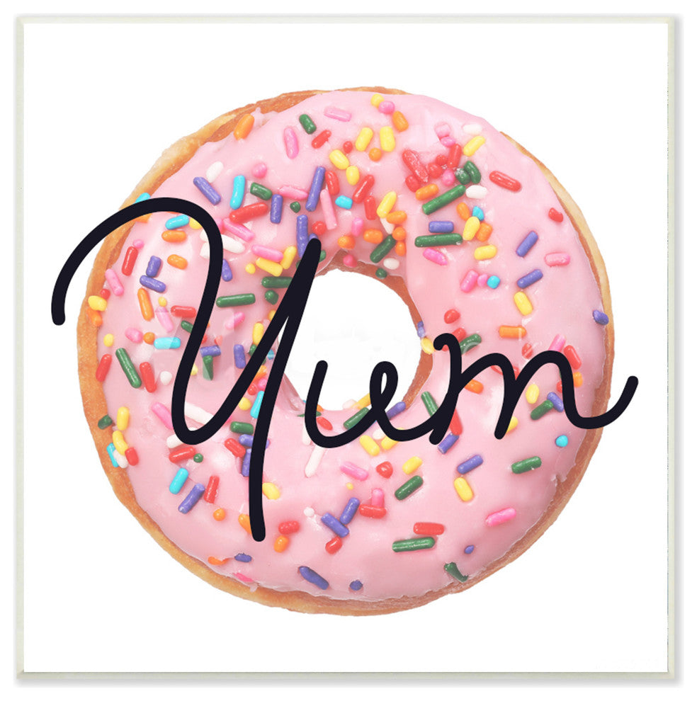 Yum Sprinkle Donut, 12"x12", Wall Plaque Art