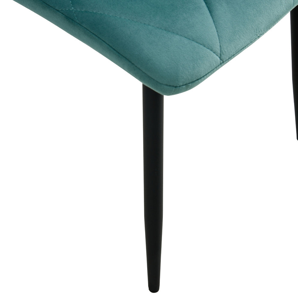 15 in.W Indoor Dining Velvet 4-Chair with Cushions and Metal Legs, Antique Blue Green