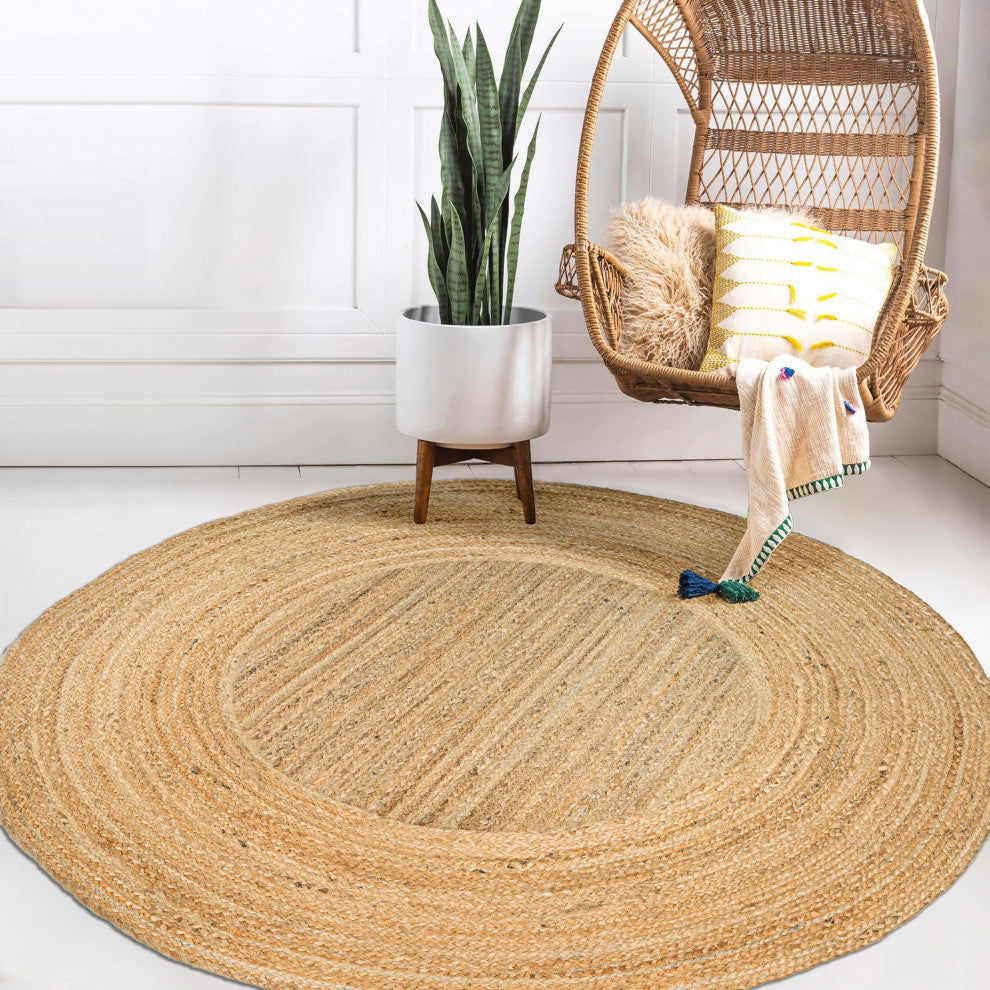 Harmony Boho Jute Circle Natural Round Area Rug, 6' Round