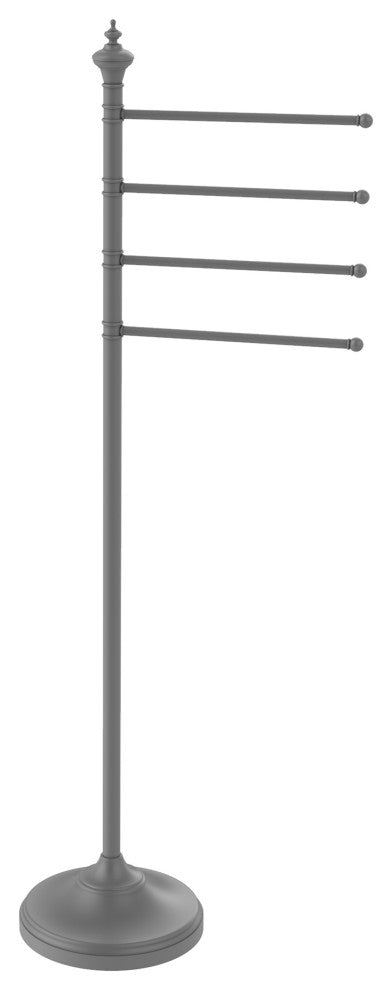Floor Standing 4 Pivoting Swing Arm Towel Holder, Matte Gray
