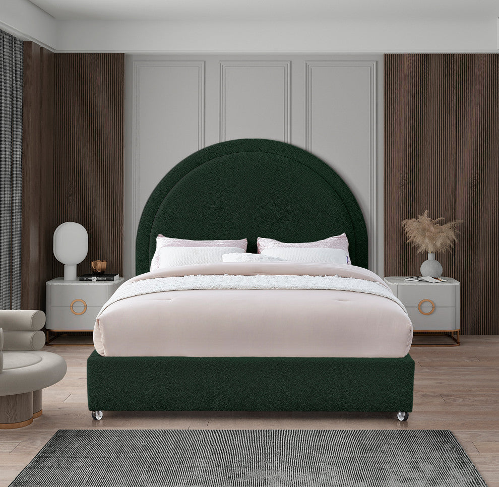 Milo Velvet Upholstered Bed, Green, Full
