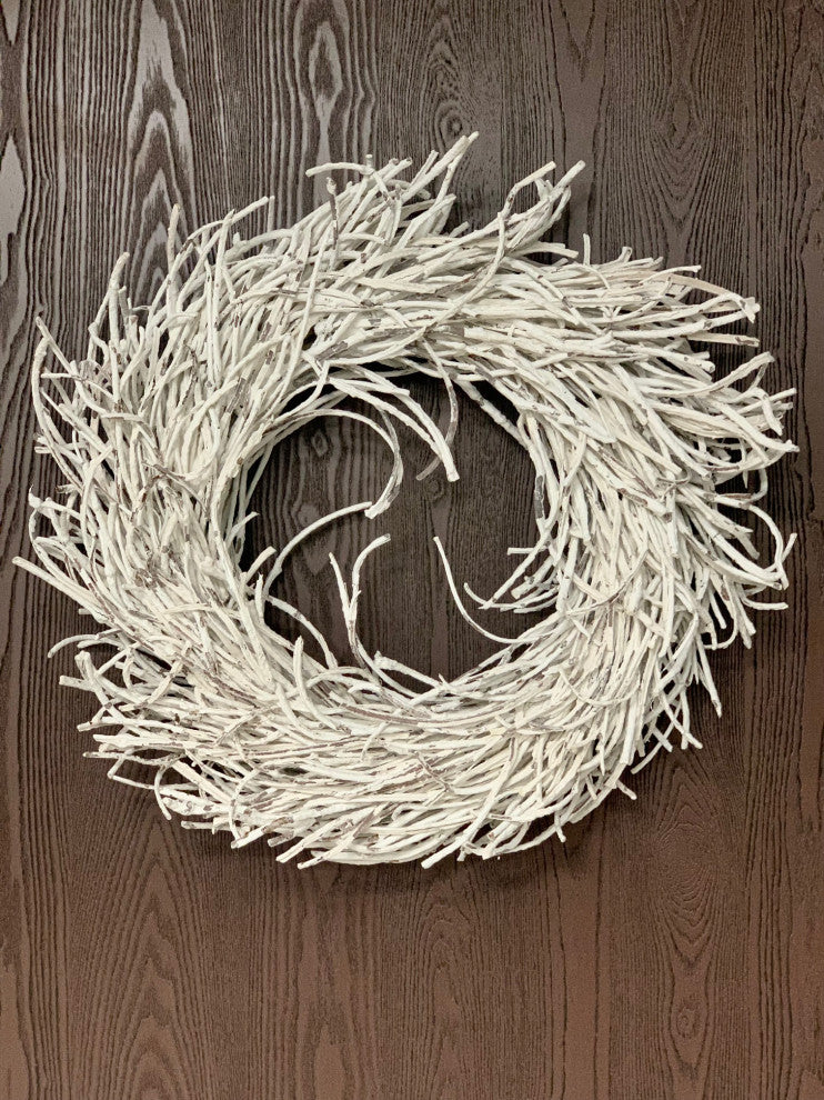 Rattan 24" Wreath, White
