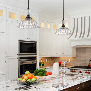 Golden Lighting 6952-M CLR Audra 12"W Pendant - Matte Black