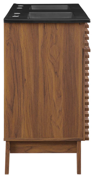 Render 48" Double Sink Bathroom Vanity Walnut Black -5381
