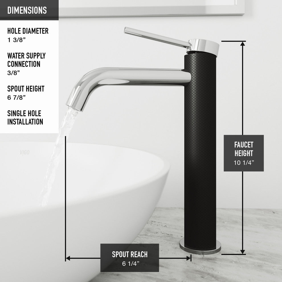VIGO Lexington 10" H Single Handle Single Hole Bathroom Vessel Faucet, Chrome