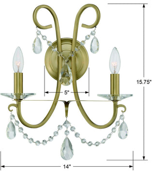 Crystorama Lighting Group 6822-CL-MWP Othello 2 Light 16" Tall - Vibrant Gold