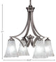 Zilo 4 Light Chandelier, Graphite Finish With 5.5" Fluted Frosted Crystal Glass
