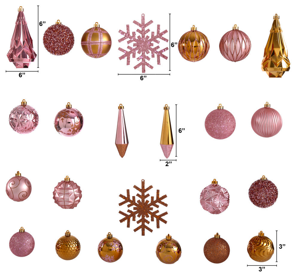 Shatterproof, 52 Count Xmas Tree Ornament Set, 80mm to 150mm With Reusable Tray