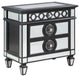 Elegant Nightstand, Mirrored Design With Unique Accents & Drawers, Black/Silver
