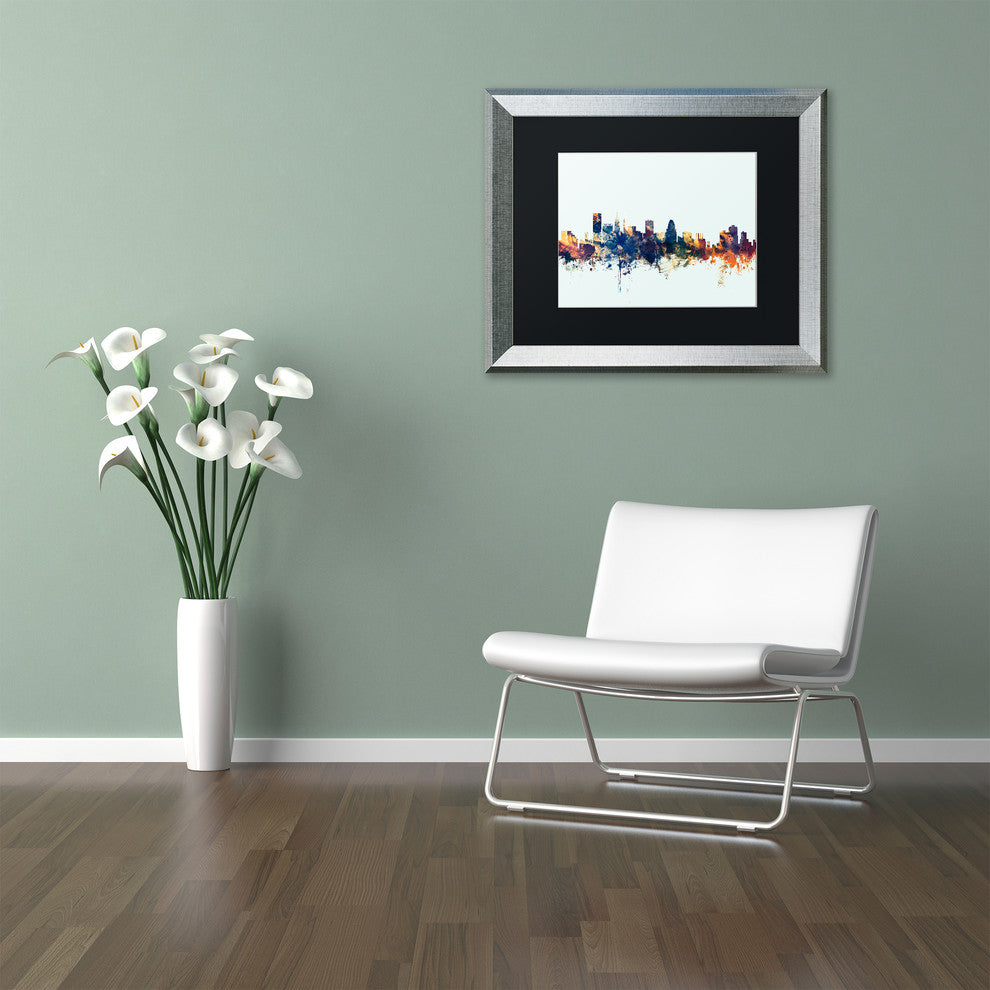 Michael Tompsett 'Baltimore MD Skyline Blue' Matted Framed Art, 11x14