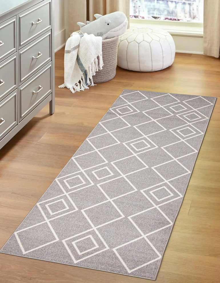 Aqua Kenza Area Rug, Gray, 2'6"x8'