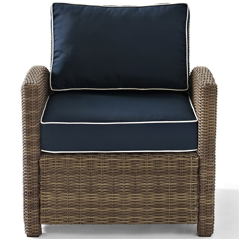 Crosley Furniture Bradenton Fabric Patio Chair in Brown and Navy