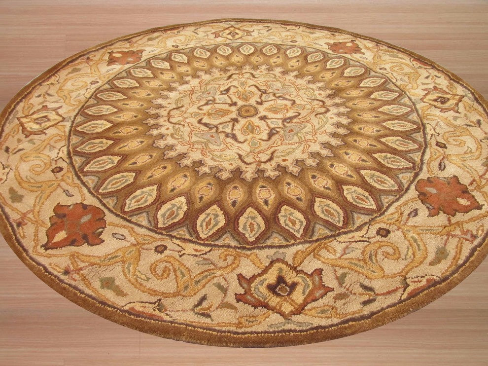 EORC Hand-tufted Wool Brown Traditional Oriental Gombad Rug, Rectangular 5'x8'