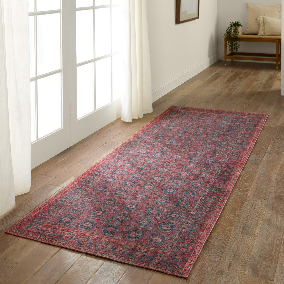 Kate Lester + Jaipur Living Kalinar Damask Dark Red/ Blue Area Rug 4'X8'