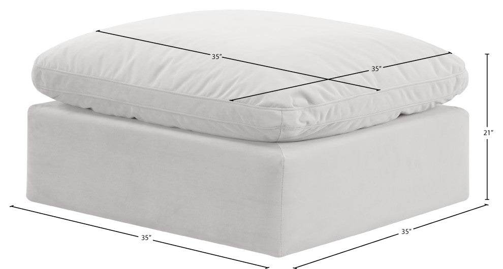 Indulge Upholstered Modular Chair, Cream, Down Stuffed Velvet, Ottoman