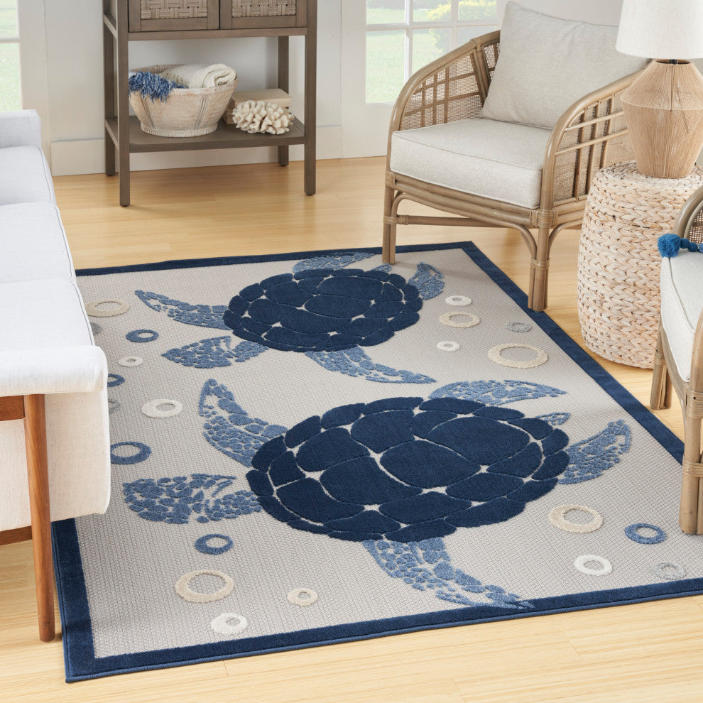 Nourison Aloha 6' x 9' Navy Blue Coastal, Nautical & Beach Area Rug