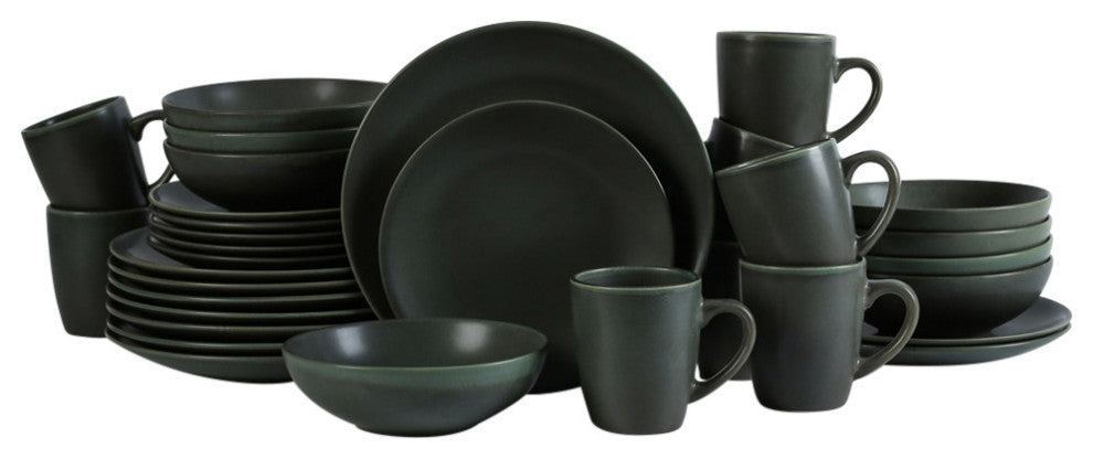 Stone Lain Grao Stoneware Dinnerware Set, Green, 32-Piece