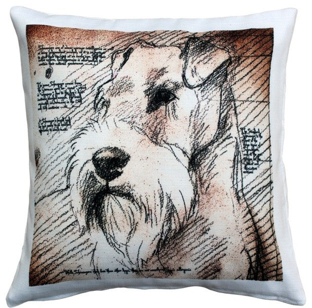 Leonardo's Dogs Schnauzer Looking Left Dog Pillow