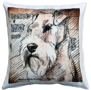 Leonardo's Dogs Schnauzer Looking Left Dog Pillow