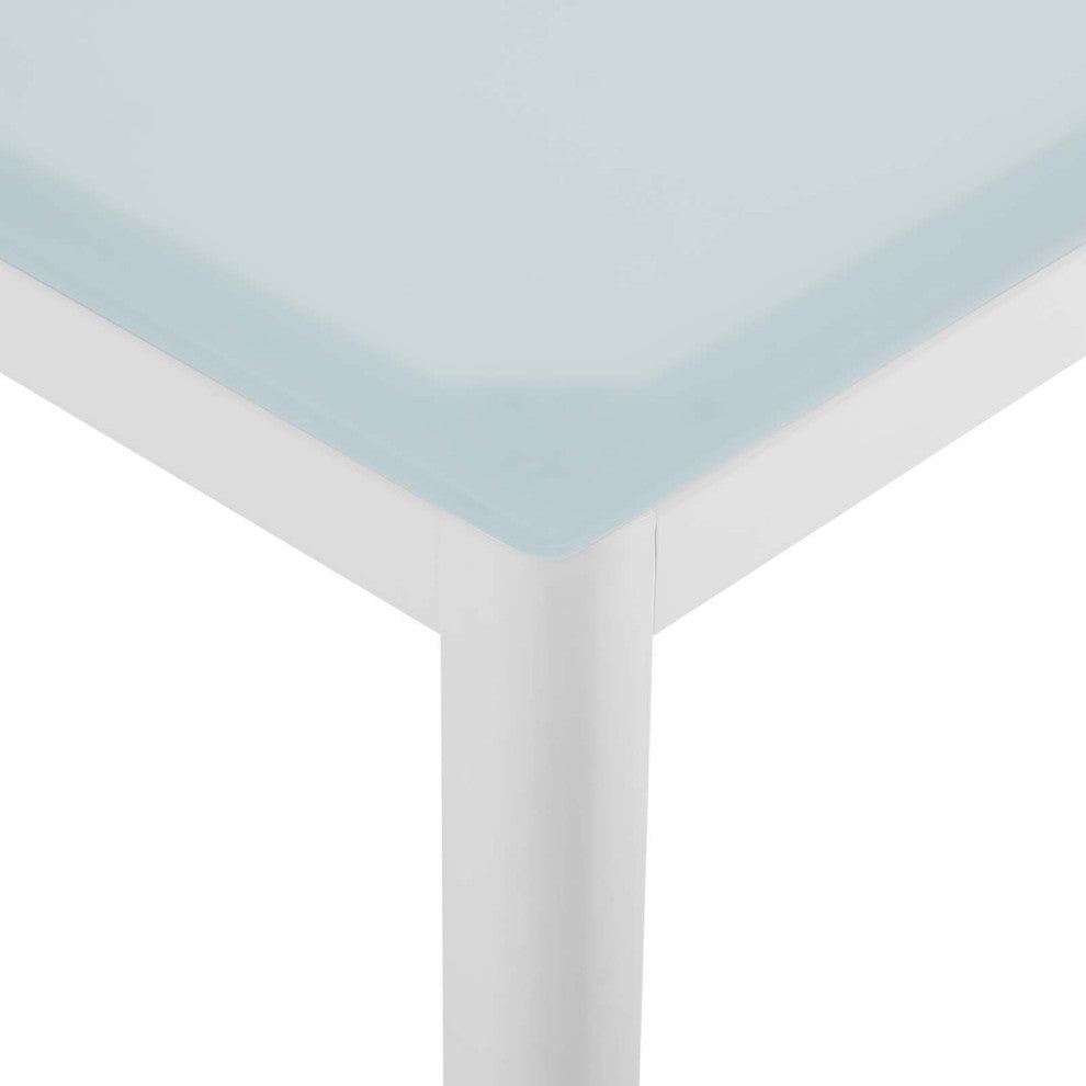 Raleigh 59" Outdoor Patio Aluminum Dining Table - White