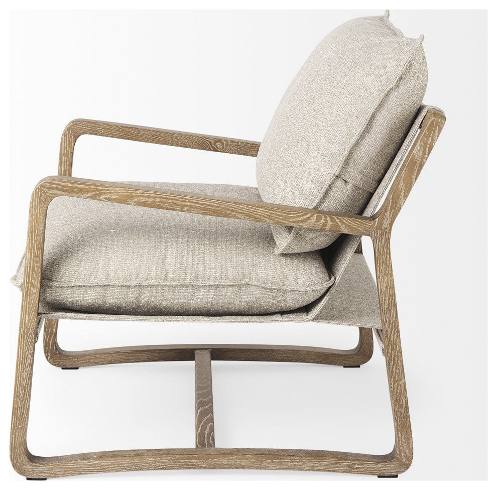 Modern Rustic Cozy Brown and Oatmeal Accent Chair