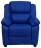 Deluxe Padded Kids Recliner With Storage Arms, Blue Vinyl