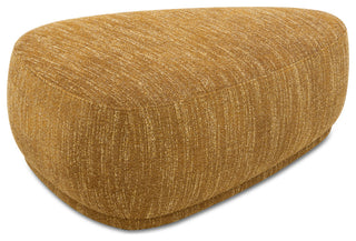 Pebble 44" Rounded Triangle Cocktail Ottoman, Mustard Yellow Tweed