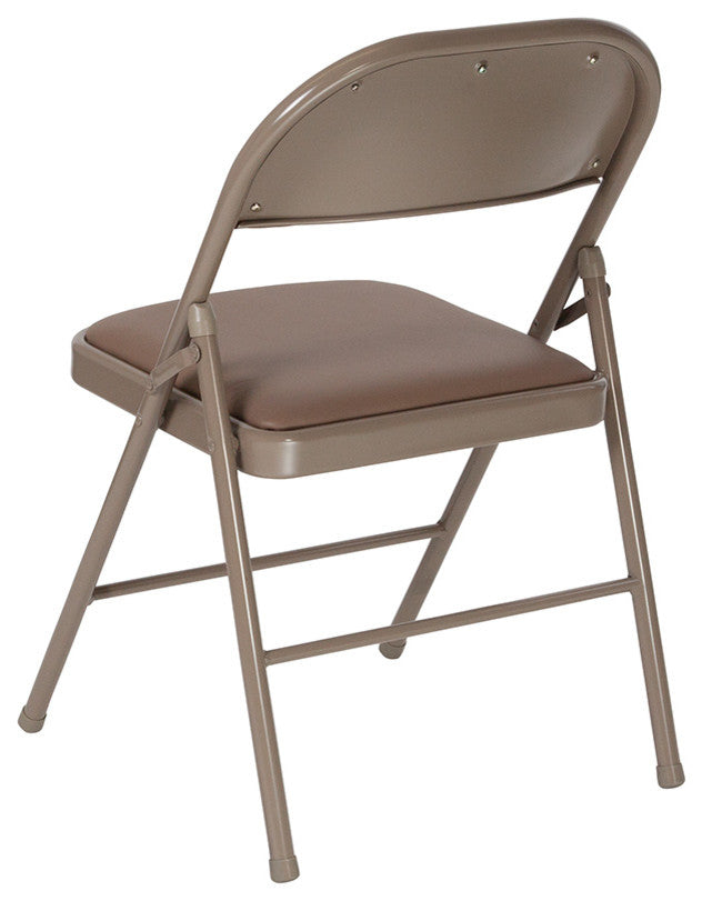 HERCULES Series Double Braced Vinyl Folding Chair, Beige